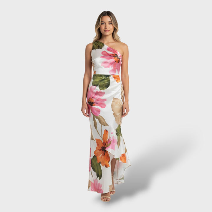 Vestido Largo Asimétrico Floral