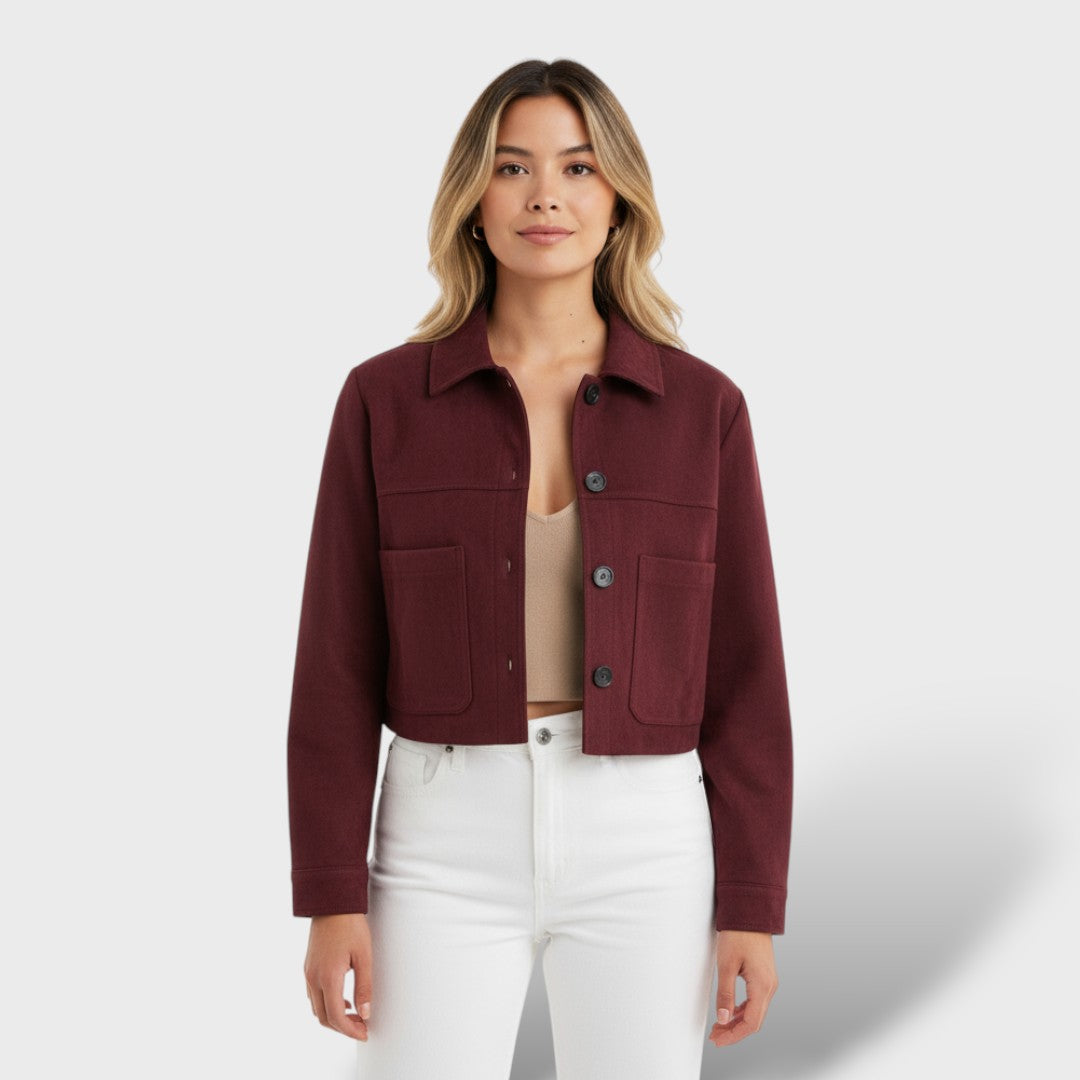 Chaqueta Corta de Antelina con Bolsillos