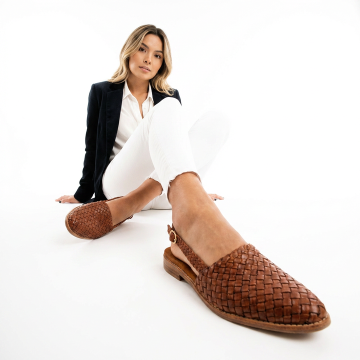 Sandalias slingback trenzadas mujer