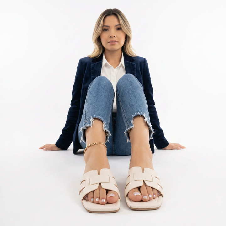 Sandalias Planas Tira H Piel Minimalista Mujer