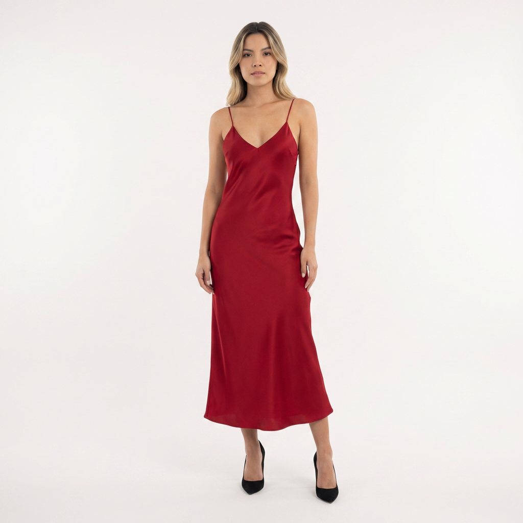 Vestido largo satén espalda abierta