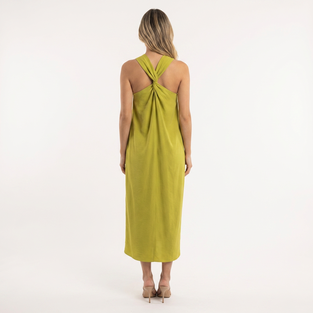 Vestido largo halter abertura lateral