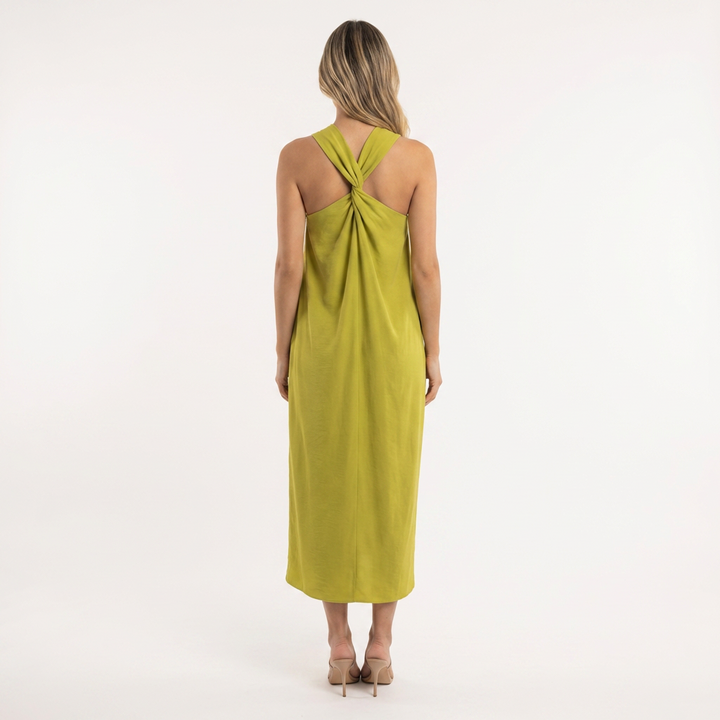 Vestido largo halter abertura lateral