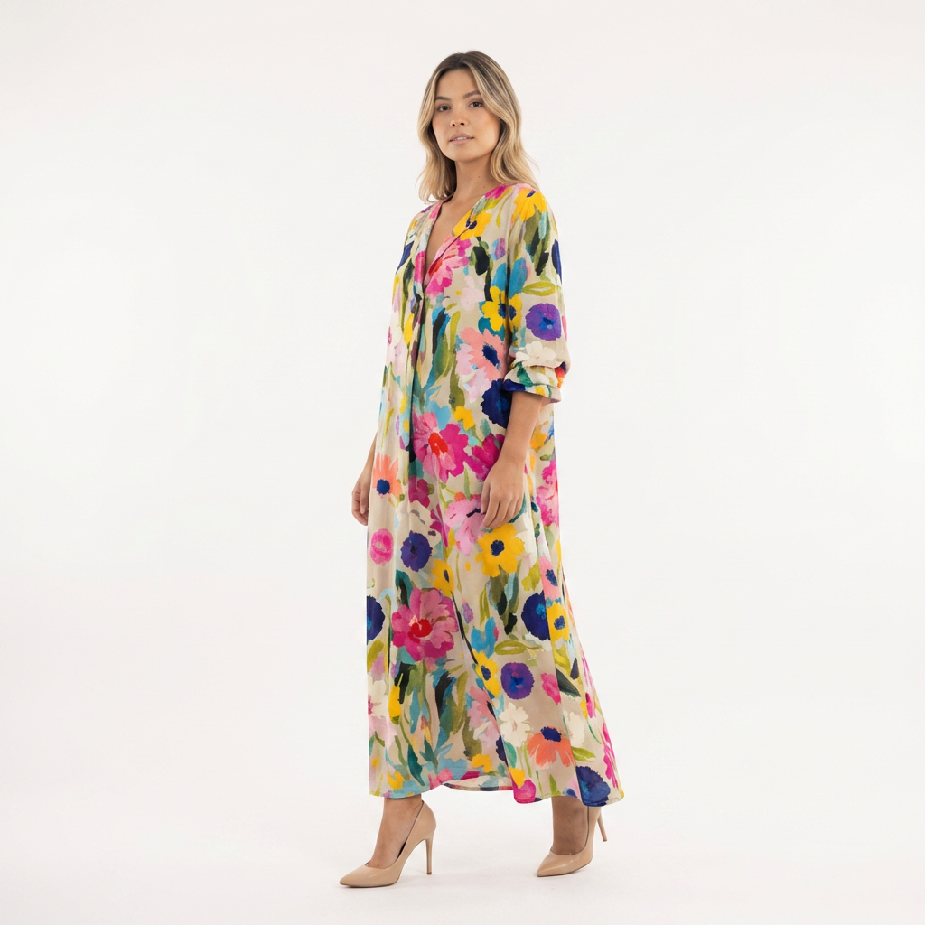 Vestido largo elegante fluido mujer