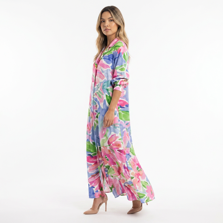 Vestido largo elegante fluido mujer