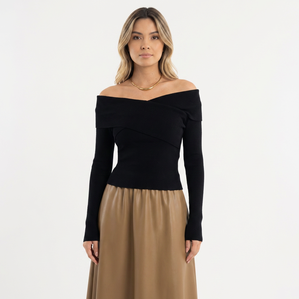 Top punto hombros descubiertos mujer