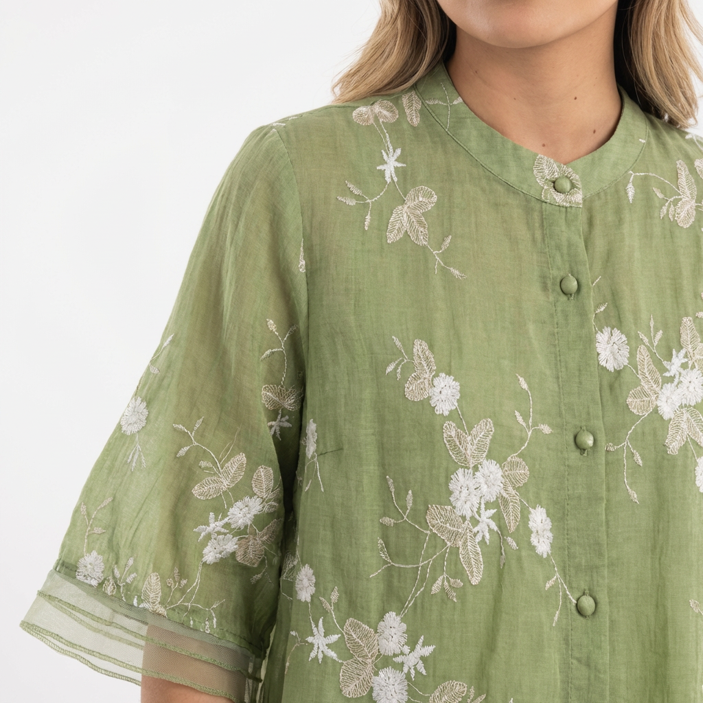 Blusa floral chic bordado elegante mujer