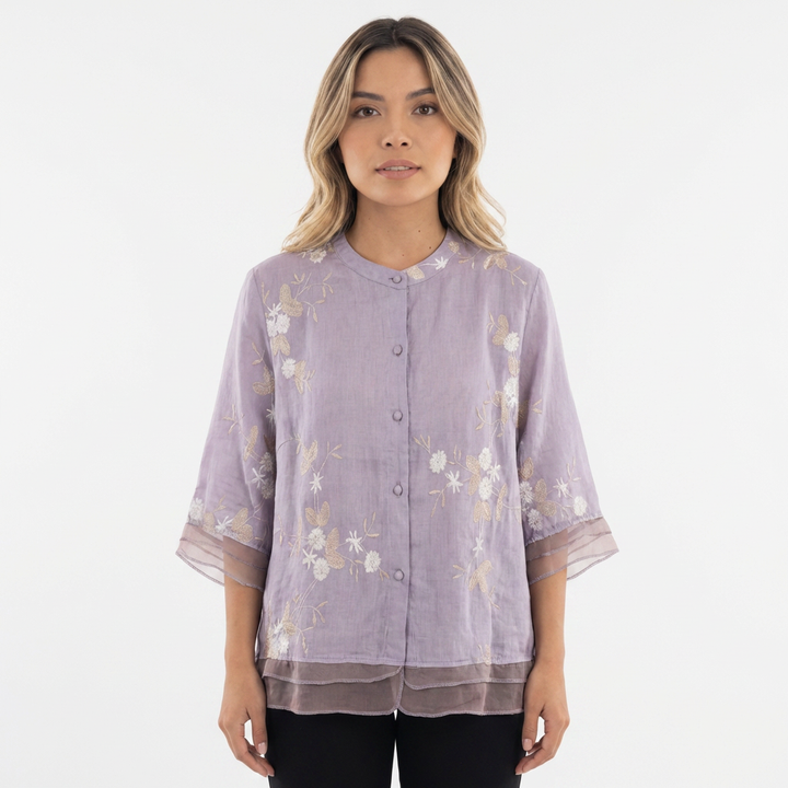 Blusa floral chic bordado elegante mujer