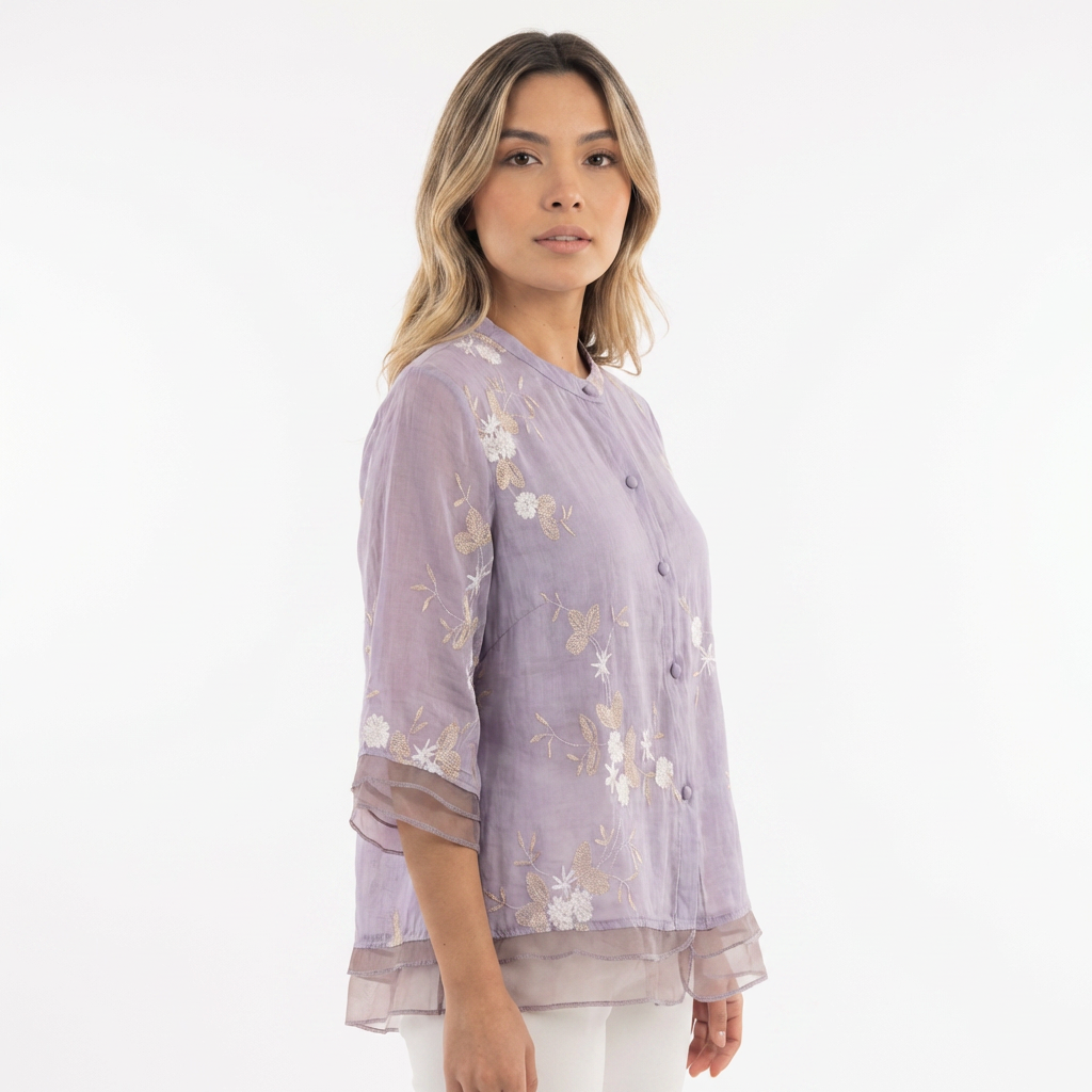 Blusa floral chic bordado elegante mujer