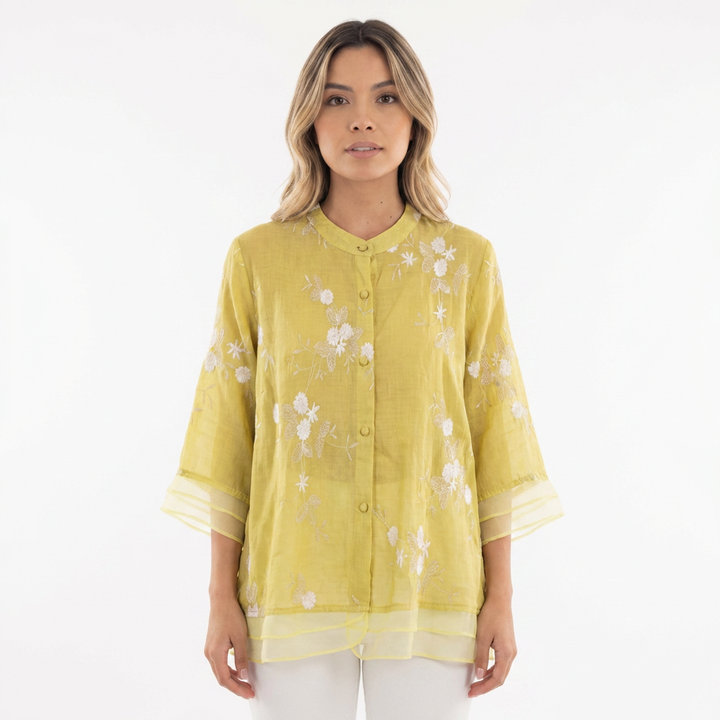 Blusa floral chic bordado elegante mujer