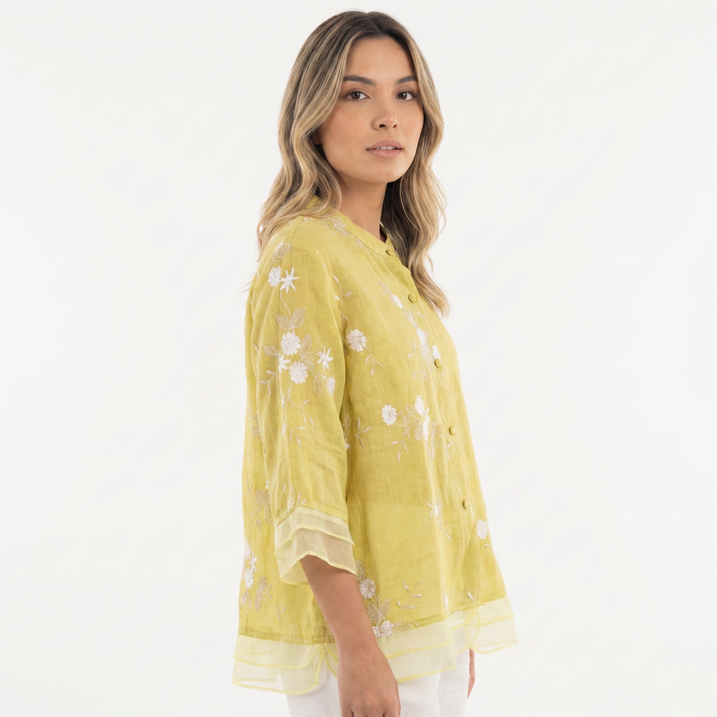 Blusa floral chic bordado elegante mujer