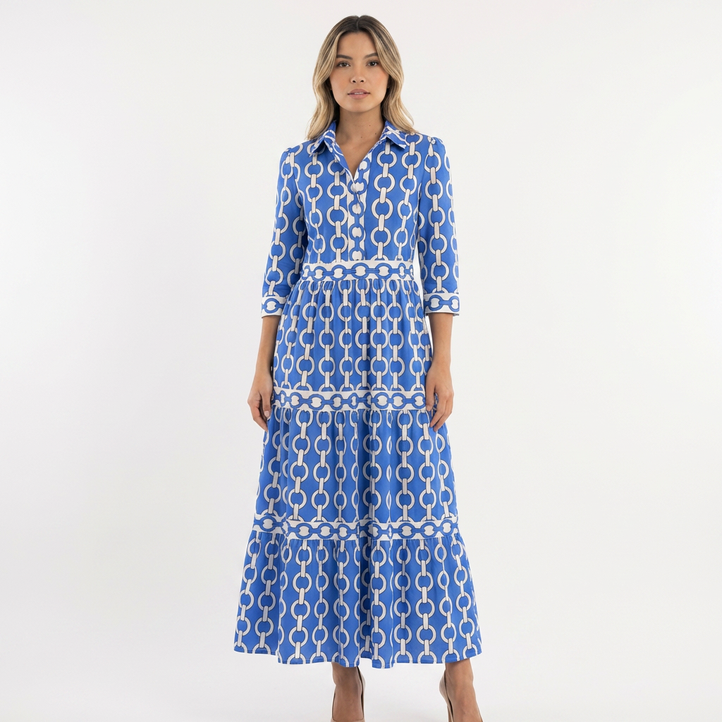 Vestido largo estampado cadena elegante
