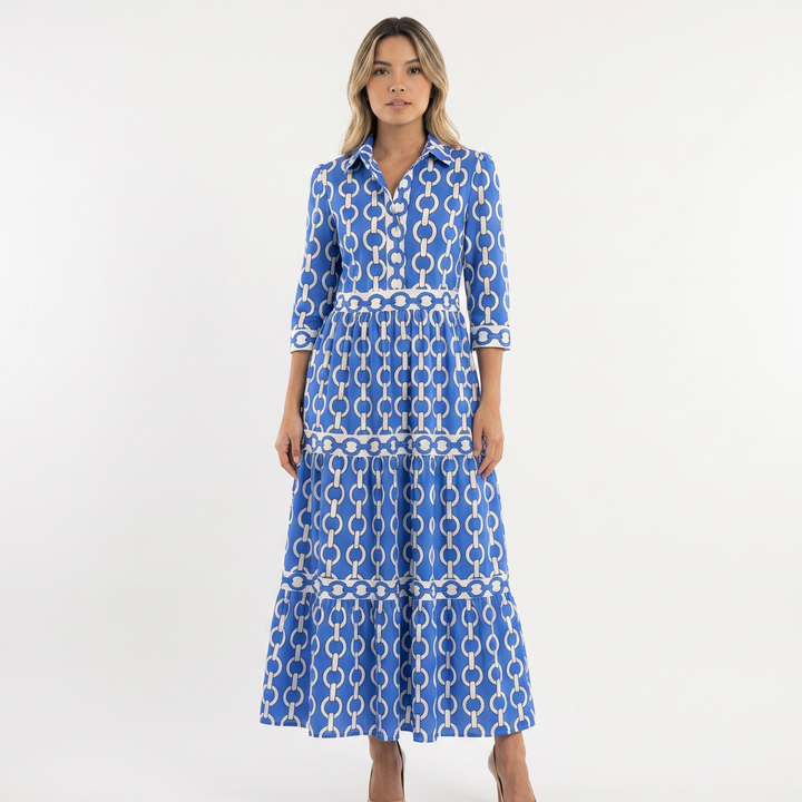 Vestido largo estampado cadena elegante
