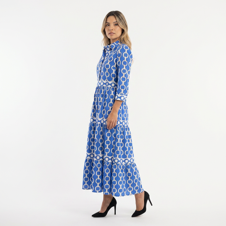 Vestido largo estampado cadena elegante