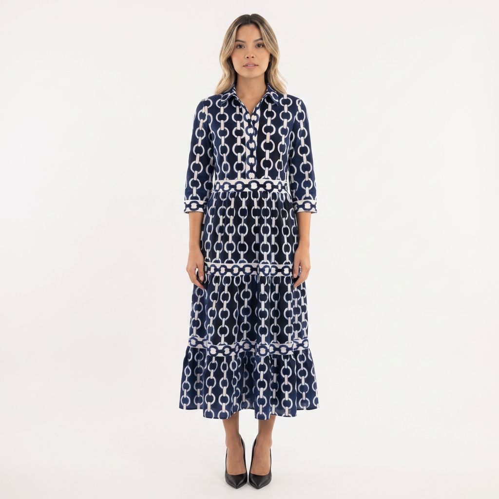 Vestido largo estampado cadena elegante