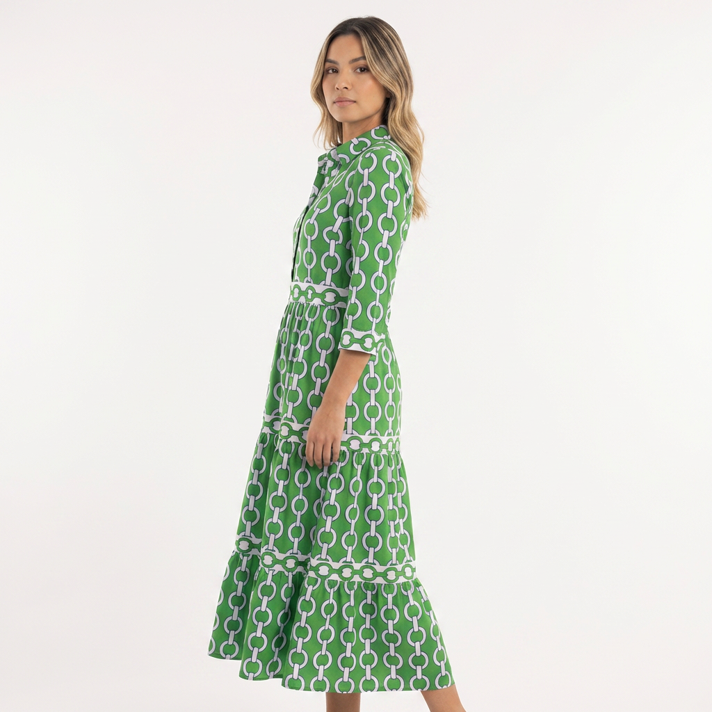Vestido largo estampado cadena elegante