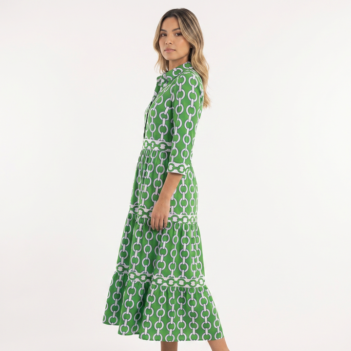 Vestido largo estampado cadena elegante