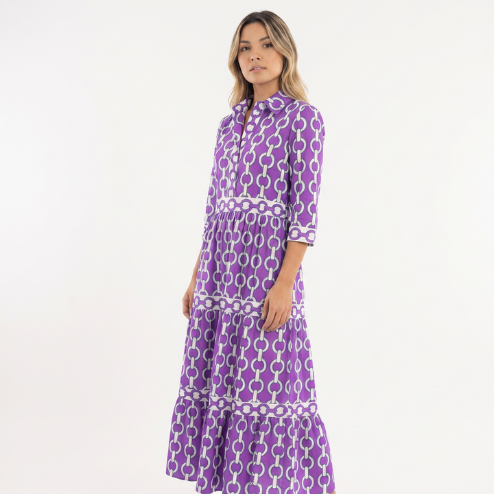 Vestido largo estampado cadena elegante