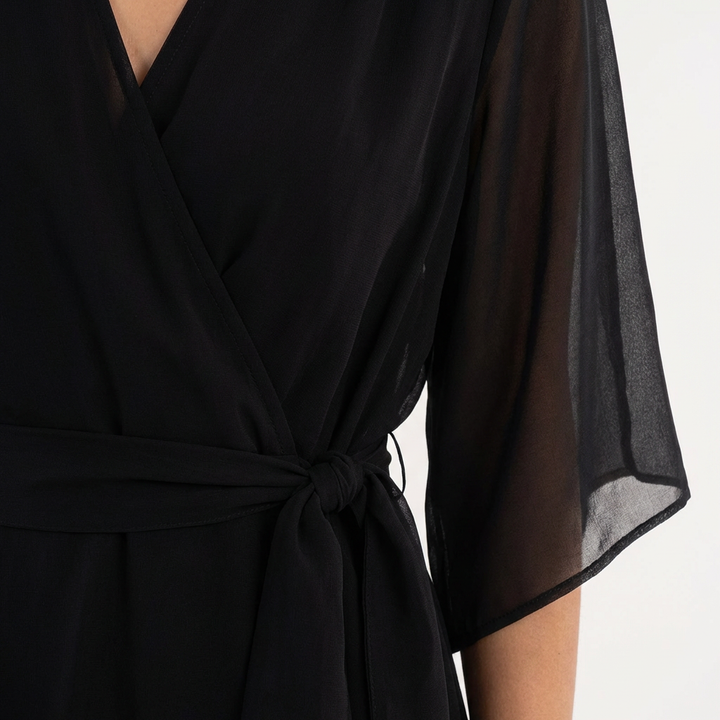 Vestido cruzado midi elegante mujer