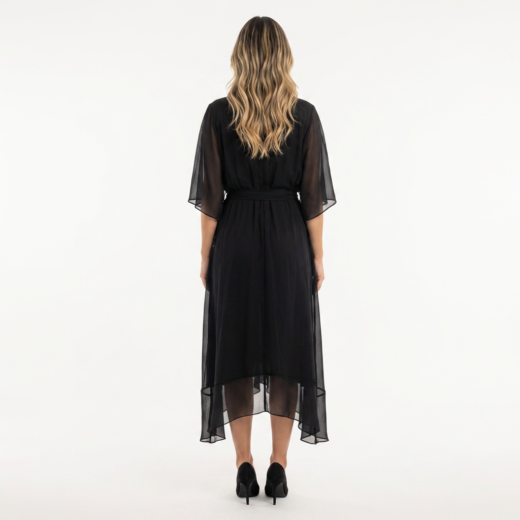 Vestido cruzado midi elegante mujer
