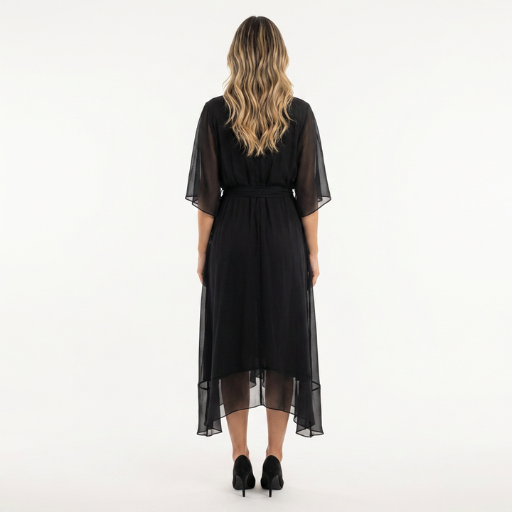 Vestido cruzado midi elegante mujer
