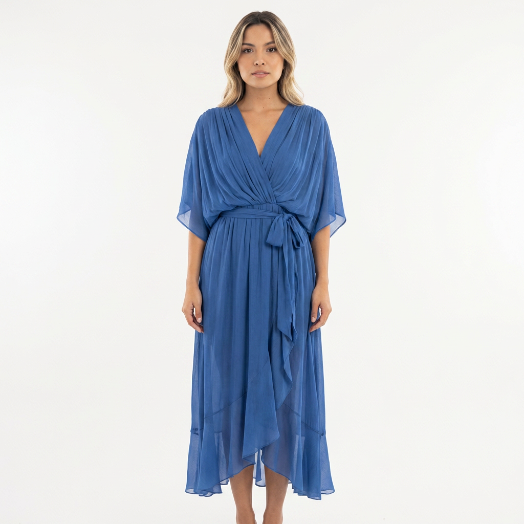 Vestido cruzado midi elegante mujer
