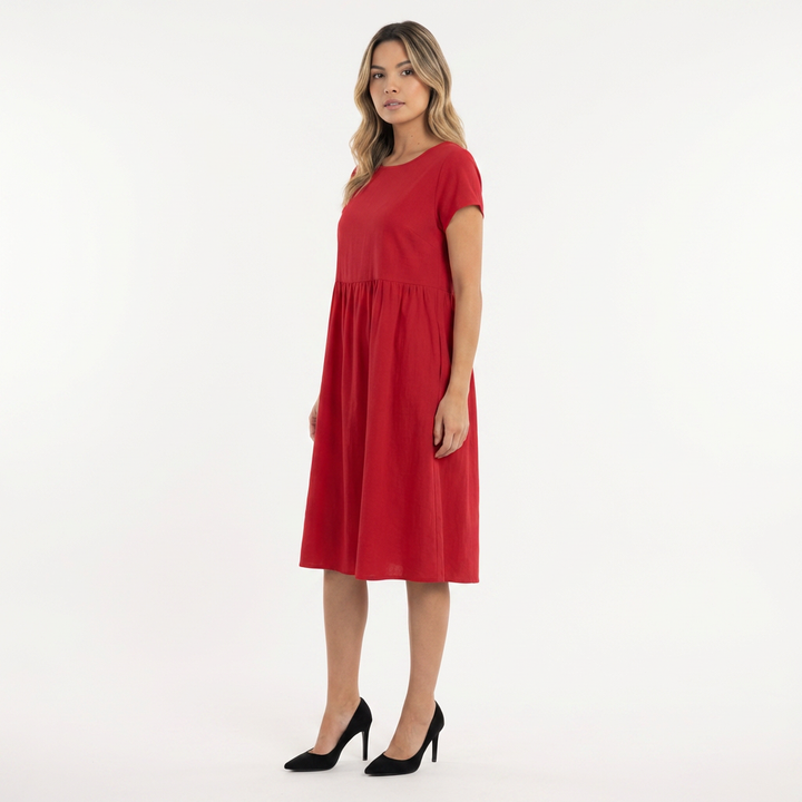 Vestido midi casual con bolsillos mujer