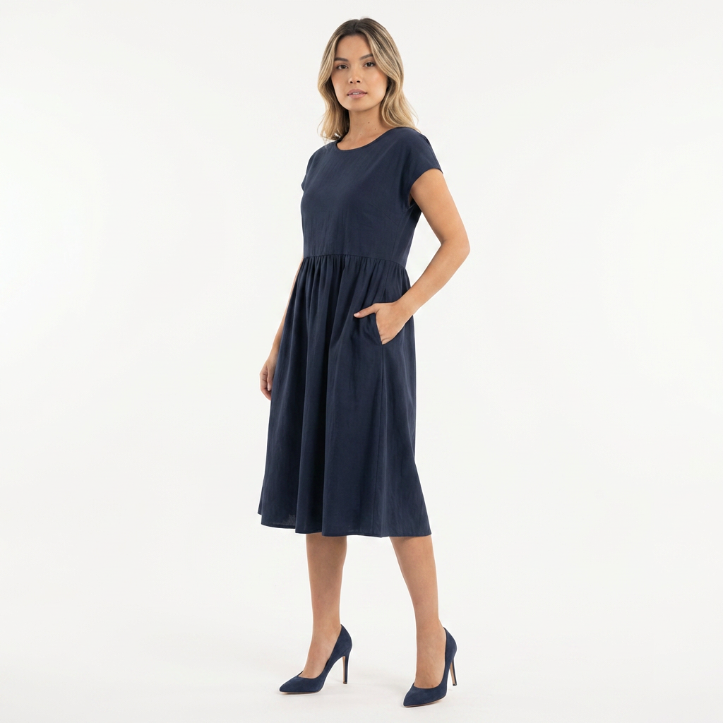 Vestido midi casual con bolsillos mujer