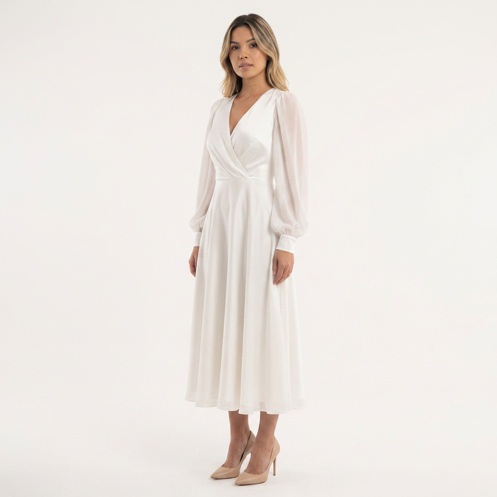 Vestido midi manga larga elegante