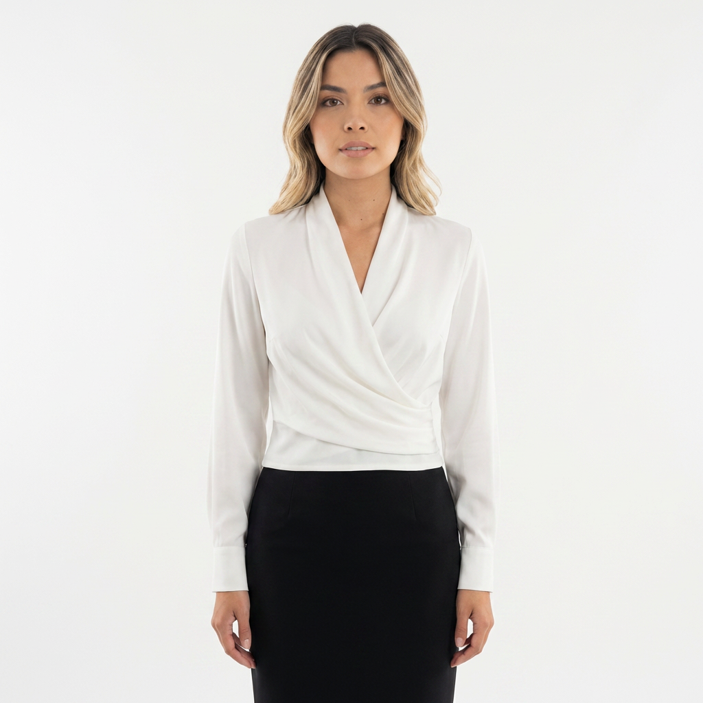 Blusa satén cruzada elegante mujer