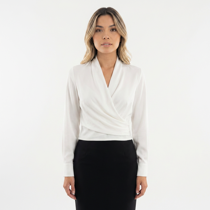 Blusa satén cruzada elegante mujer