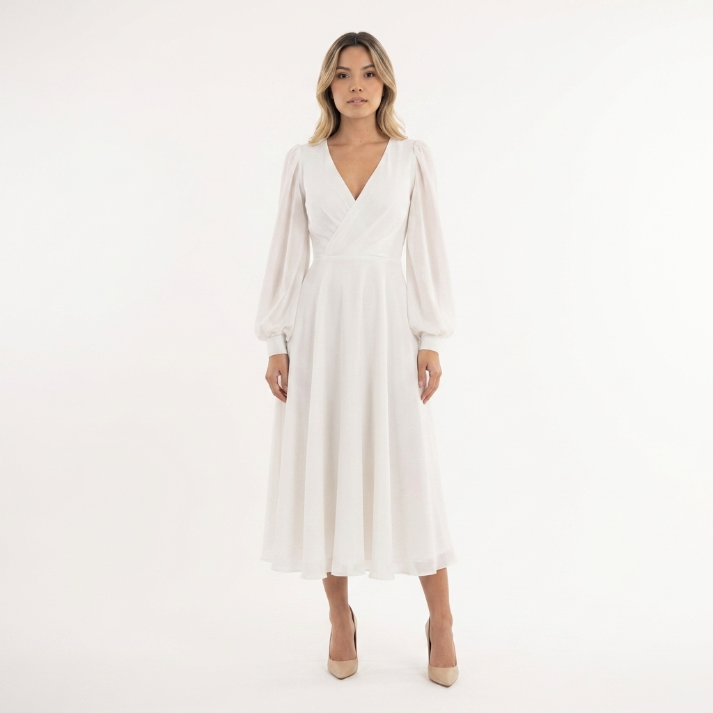 Vestido midi manga larga elegante