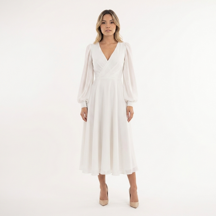 Vestido midi manga larga elegante