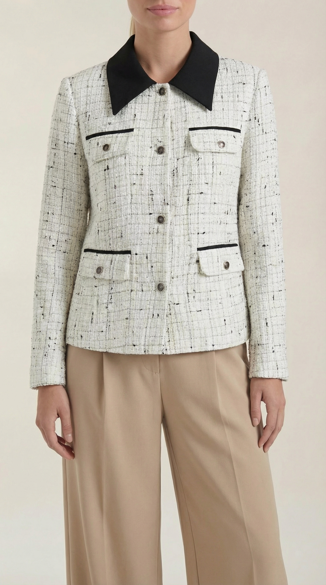 Chaqueta de Tweed Estructurada Elegante