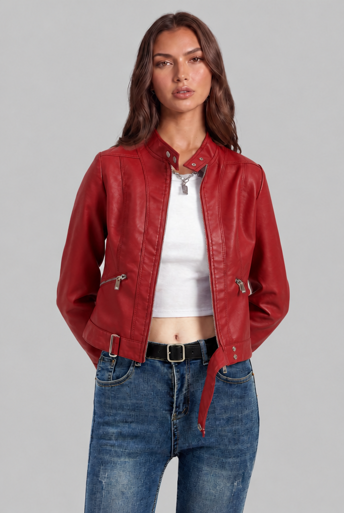 Chaqueta Biker de Piel Corta