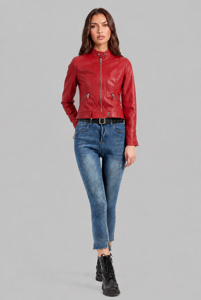 Chaqueta Biker de Piel Corta