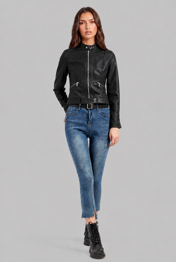 Chaqueta Biker de Piel Corta
