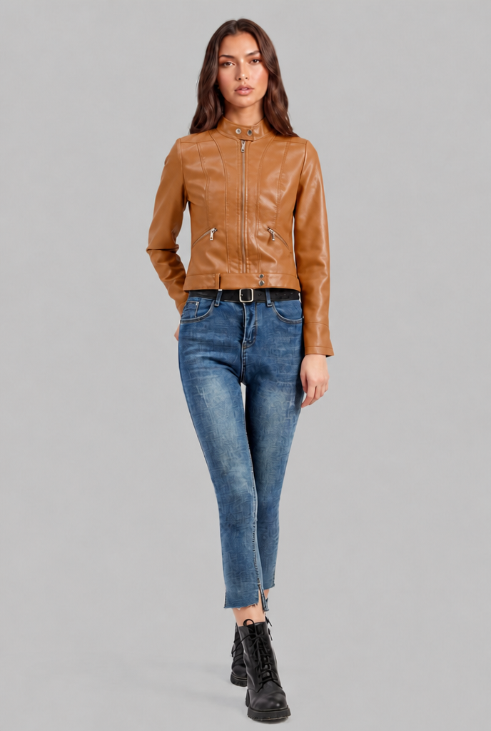 Chaqueta Biker de Piel Corta