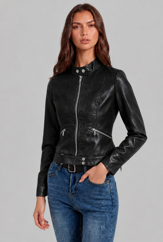 Chaqueta Biker de Piel Corta