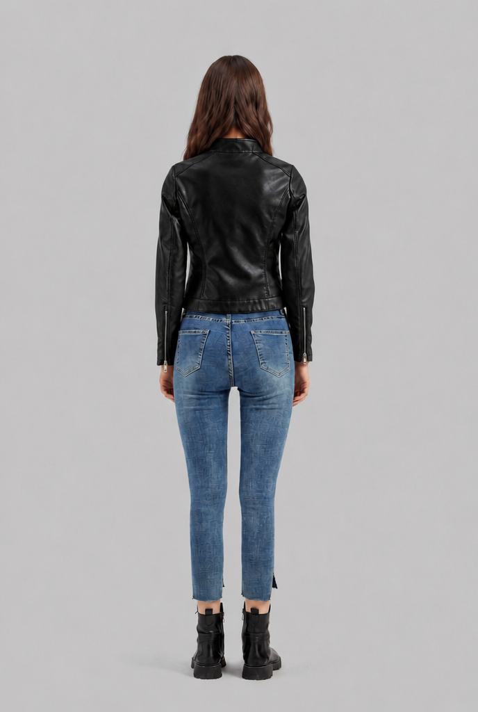 Chaqueta Biker de Piel Corta