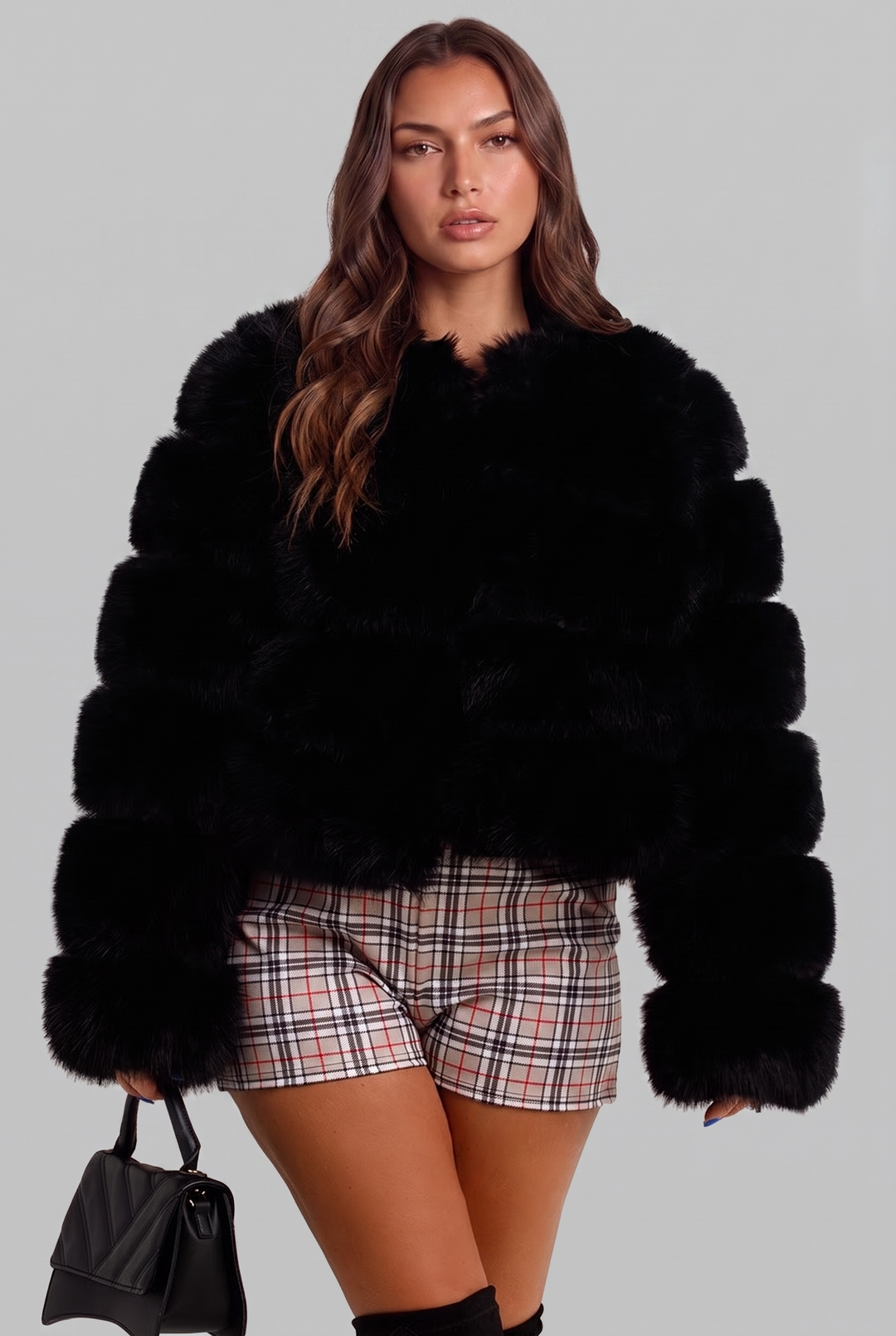 Chaqueta de pelo sintético boxy