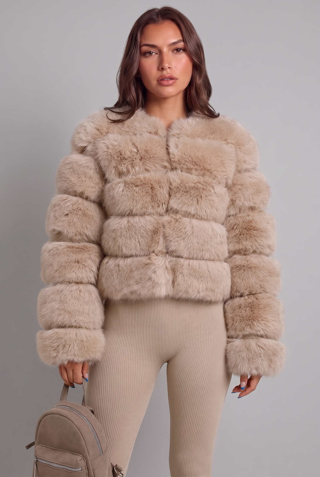 Chaqueta de pelo sintético boxy