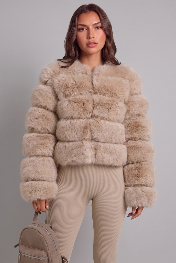 Chaqueta de pelo sintético boxy