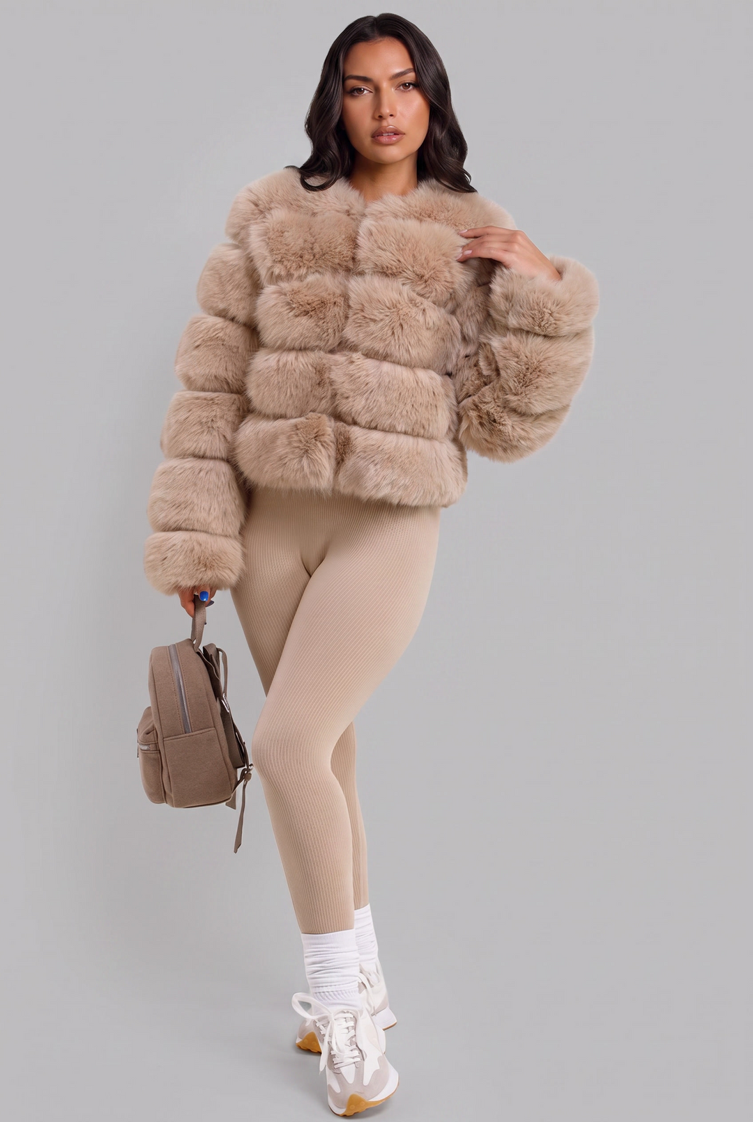 Chaqueta de pelo sintético boxy