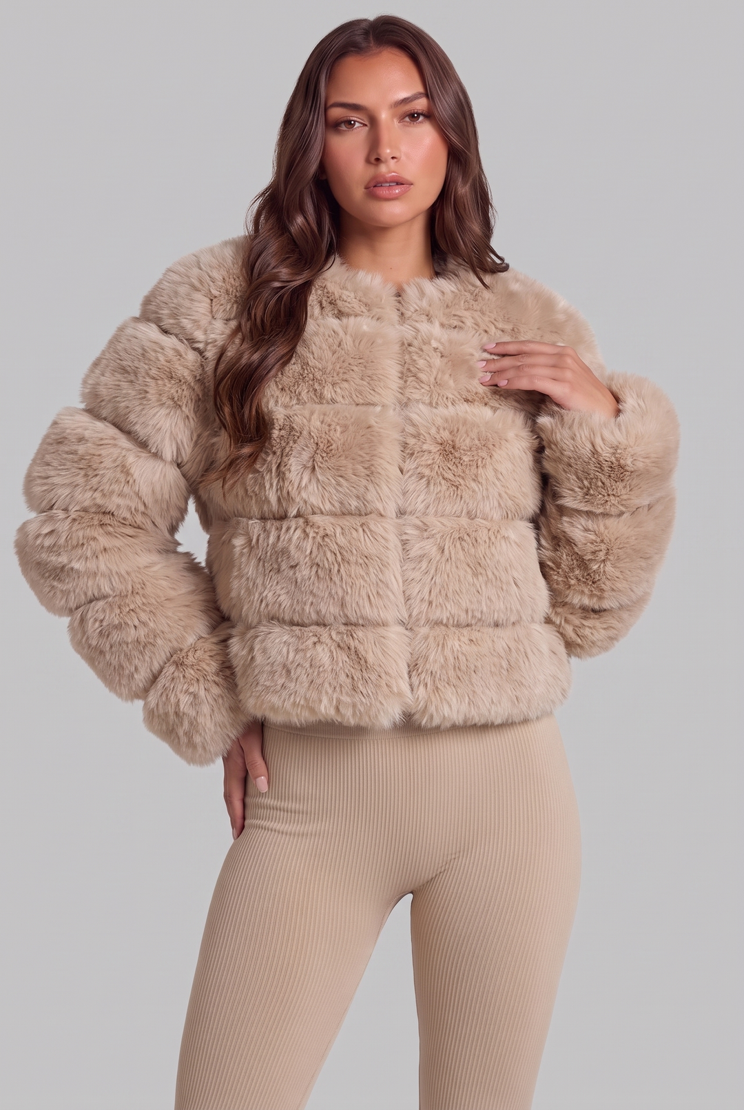 Chaqueta de pelo sintético boxy