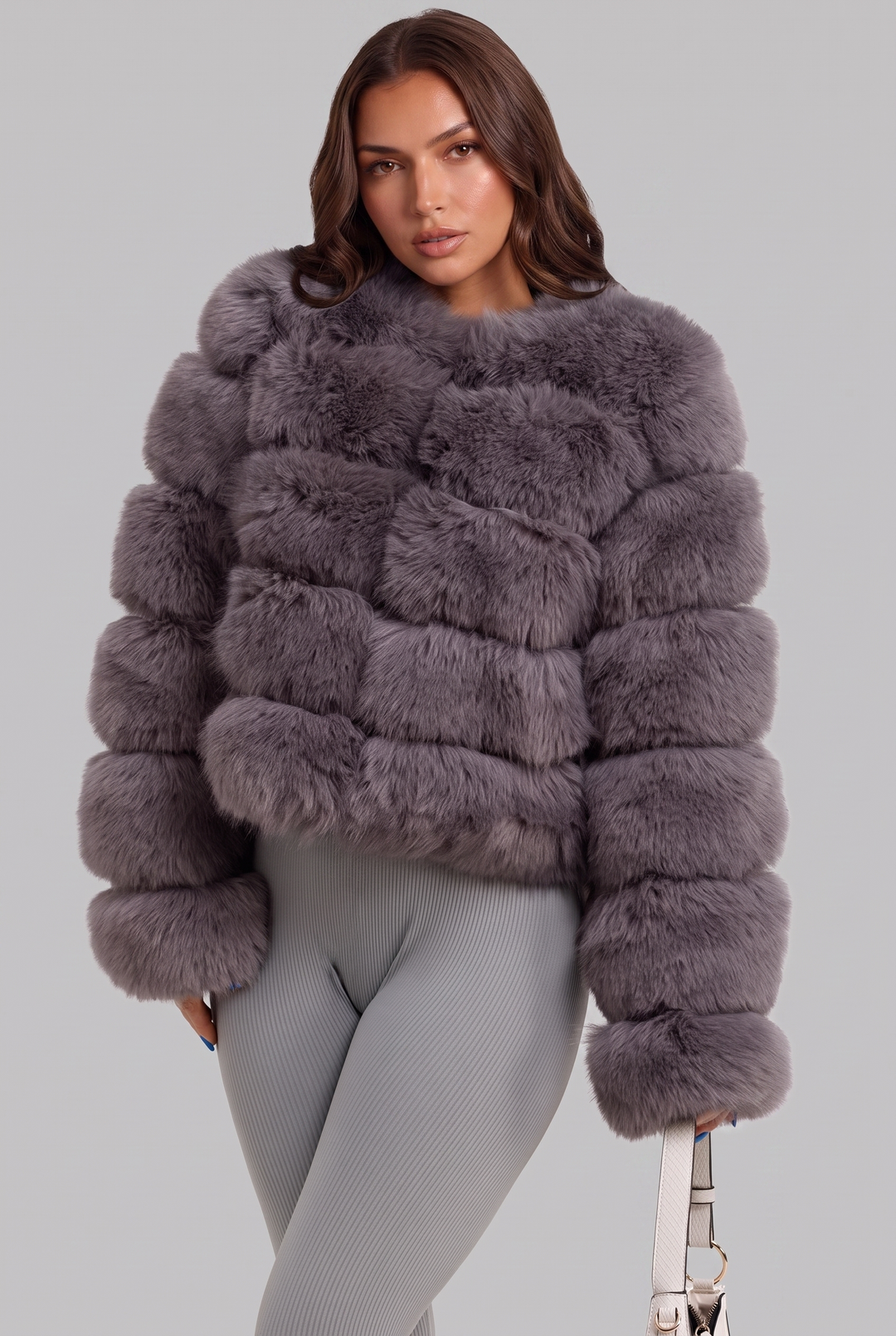 Chaqueta de pelo sintético boxy