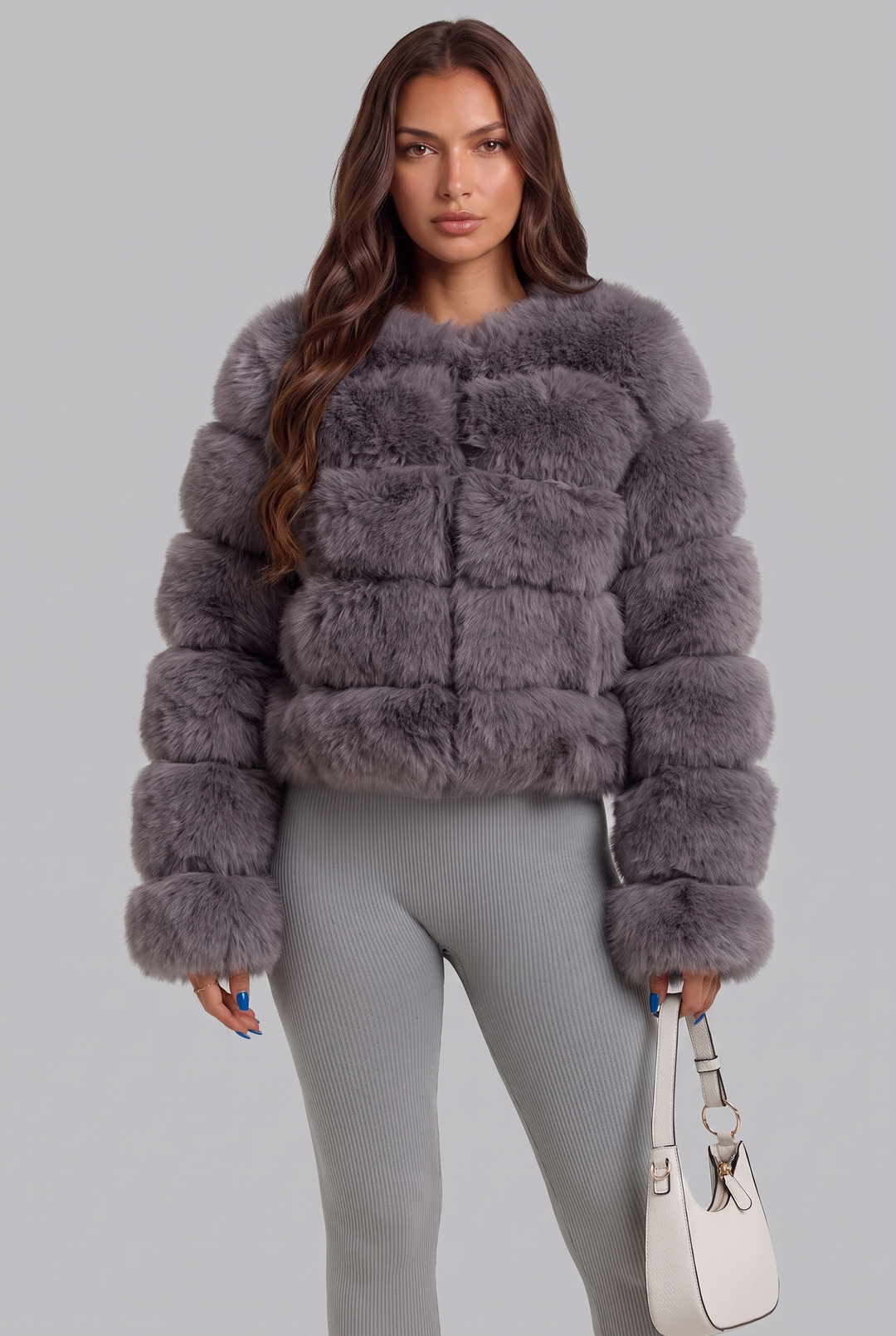 Chaqueta de pelo sintético boxy
