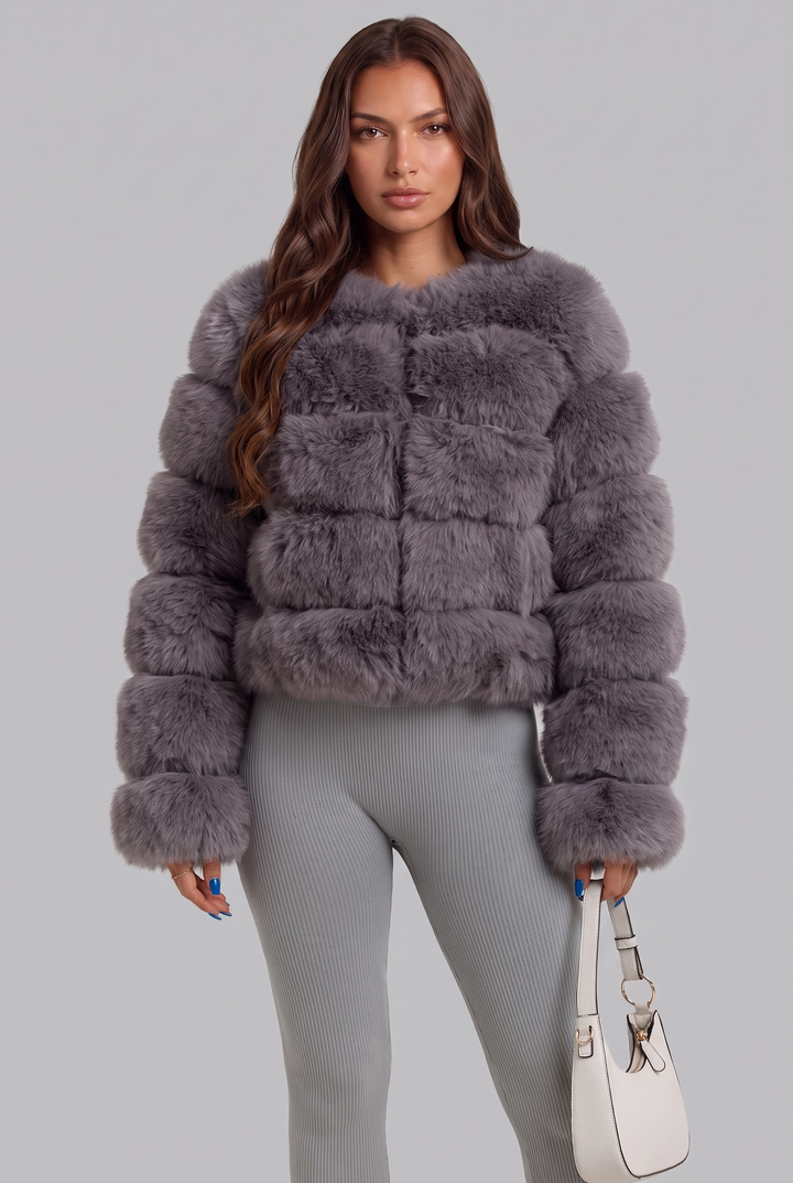 Chaqueta de pelo sintético boxy