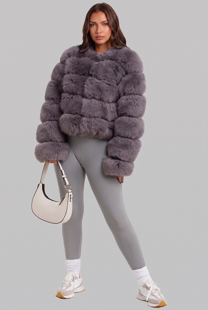 Chaqueta de pelo sintético boxy