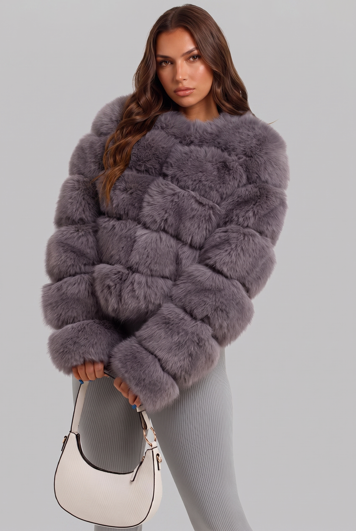 Chaqueta de pelo sintético boxy